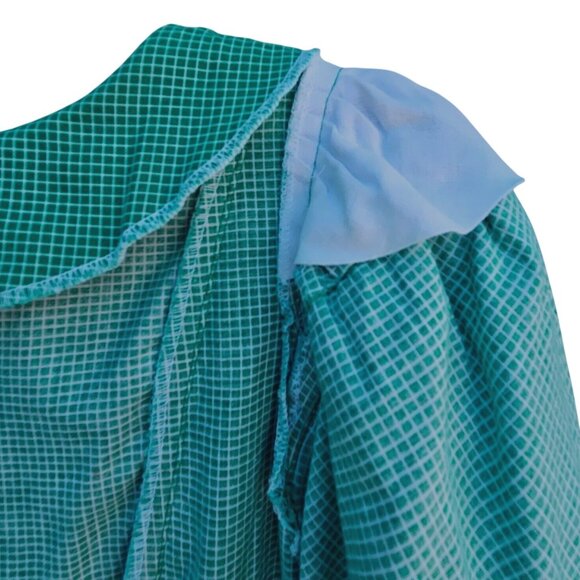 1980s Belle France Kelly Green Prairie Dress Cotton Ruffle Midi Union Label S - Picture 9 of 14